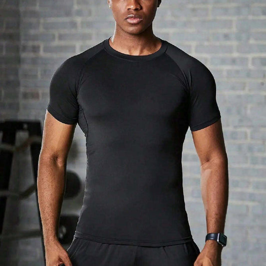 Round Neck Raglan Compression Shirt with long raglan sleeves, stretch fit, and breathable moisture-wicking fabric