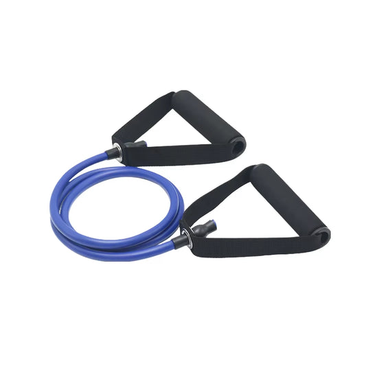 FlexCore resistance pull rope with 120cm TPE rubber tubing and color-coded 10lb to 30lb resistance levels